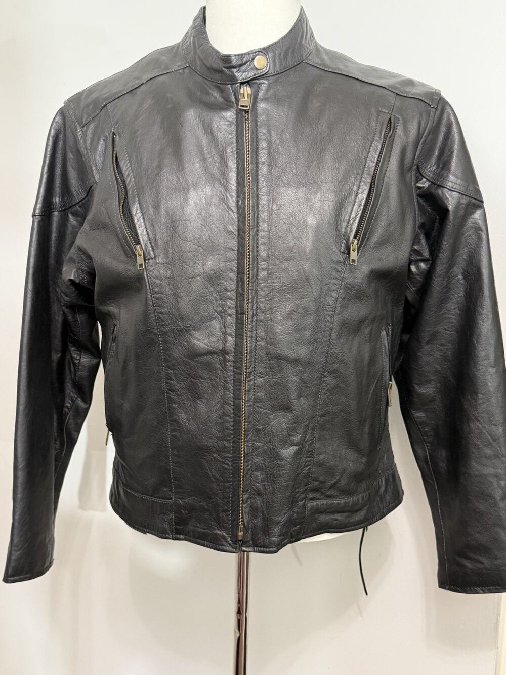 Unik Leather Motorcycle Jacket Womens 4XL Black Biker Rider Coat (runs Small)